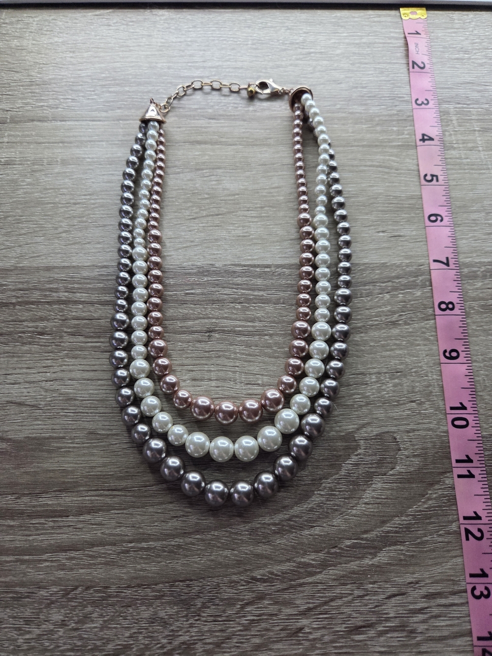 Multi-Strand Pearl Necklace in White, Pink, and Gray - Women's Jewelry